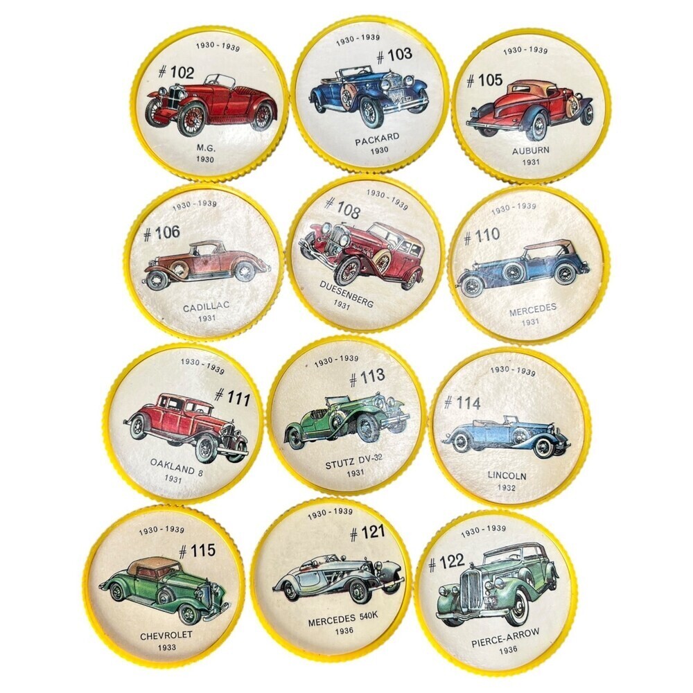 Jell-O Hostess Picture Wheel Cars Automobiles 12pc Random Bundle 1930s Yellow